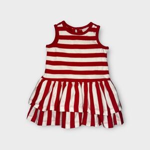 Hanna Andersson Red & White Striped Tiered  Sleeveless Dress